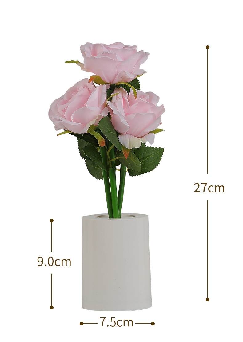 Rose flower night light, creative simulation flower bouquet, night light, bedroom bedside lamp, ambient light, home decoration, desktop ornament detail image 4