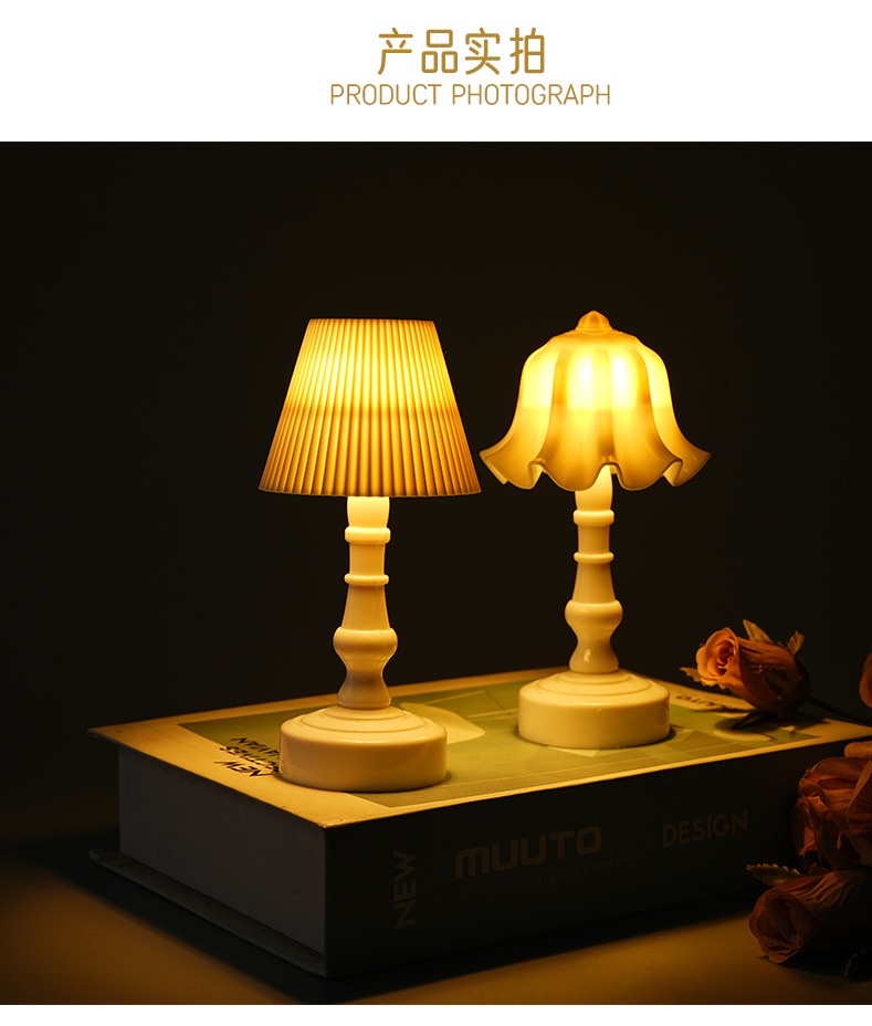 Cross-border European-style fine-textured small table lamp, retro LED night light, small palace lamp, bedside and bedroom decorative items, ambient light detail image 6