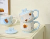 Cute bear ceramic water cup mug with ceramic lid Mug ceramic lid details Picture