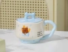 Cute bear ceramic water cup mug with ceramic lid Mug ceramic lid Item Picture