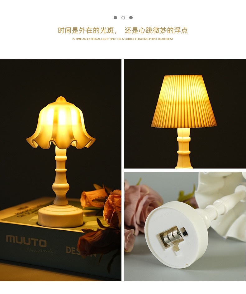 Cross-border European-style fine-textured small table lamp, retro LED night light, small palace lamp, bedside and bedroom decorative items, ambient light detail image 8