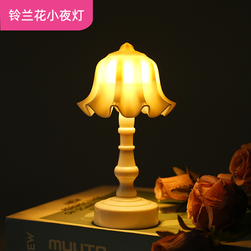 Cross-border European-style fine-textured small table lamp, retro LED night light, small palace lamp, bedside and bedroom decorative items, ambient light Specification image