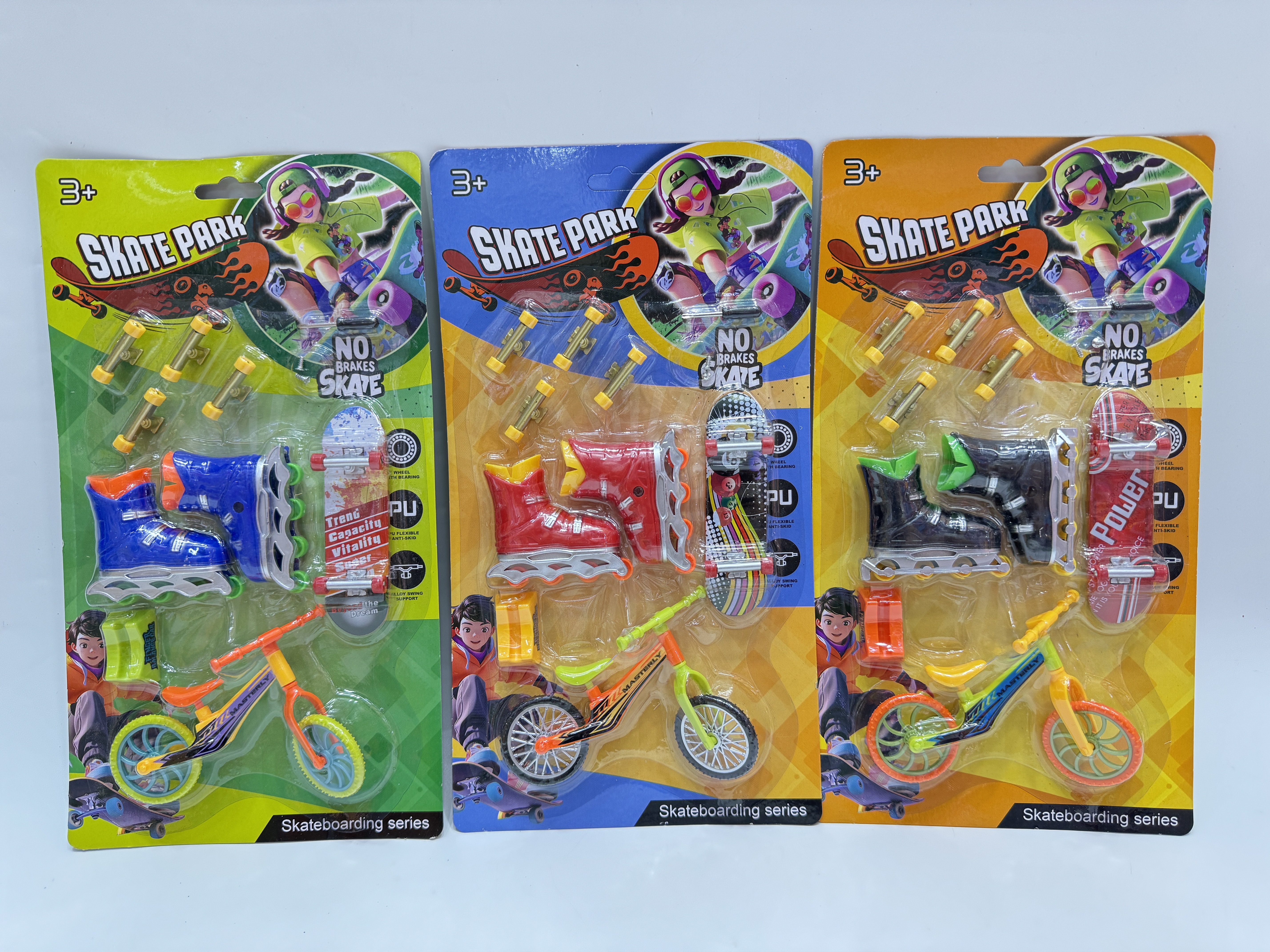 儿童玩具手指滑板套装自行车滑板溜冰鞋组合DIY