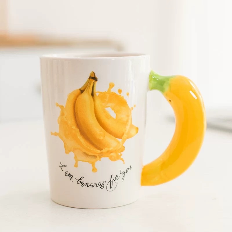 Cute ceramic cup, fruit pineapple orange shaped handle, fresh and simple home mug, student creative water cup details Picture