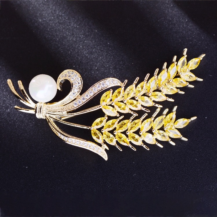 National Trend Series 0113 Omar Sunflower Brooch Zinc Alloy Czech Bead Handcrafted design Elegant accessory, matching clothes to embellish the brooch Sunflower Czech bead brooch fashionable Specification image
