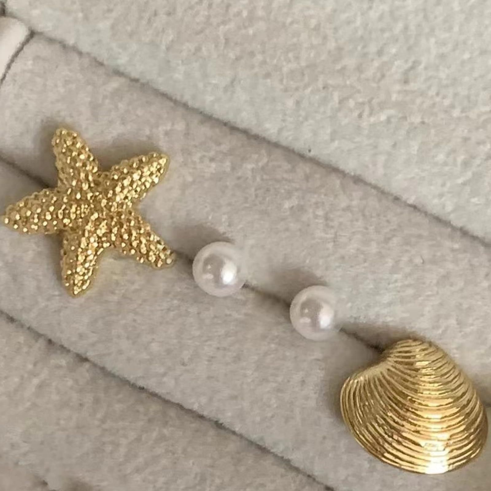 European and American cross-border best-selling personalized and creative starfish series, luxurious and elegant long tassel pearl stud earrings detail image 10