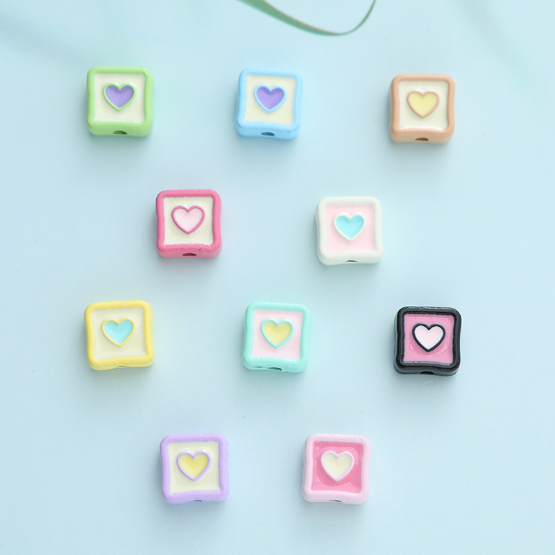 DIY alloy jewelry accessories, lacquered perforated bracelet, necklace, mobile phone chain accessories, square heart