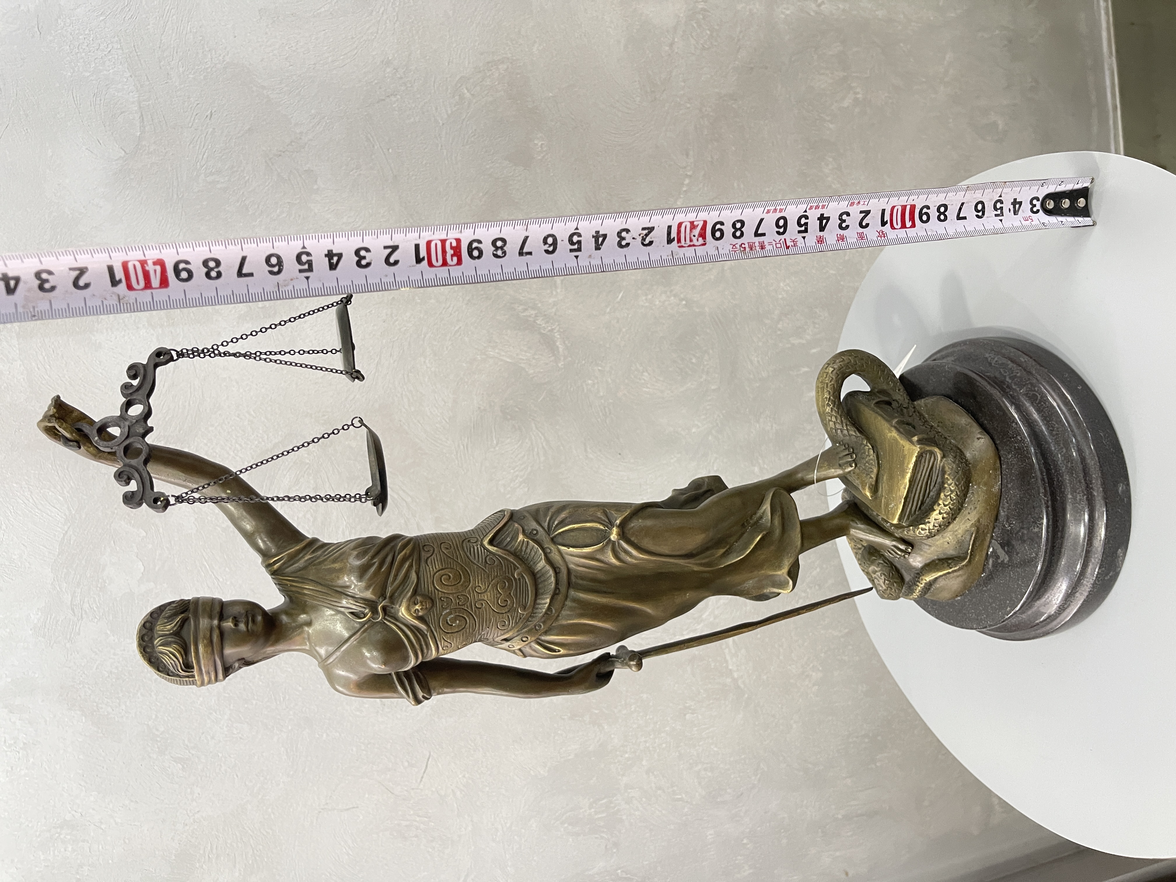 Copper sculpture of the Goddess of Fairness handicraft detail image 8