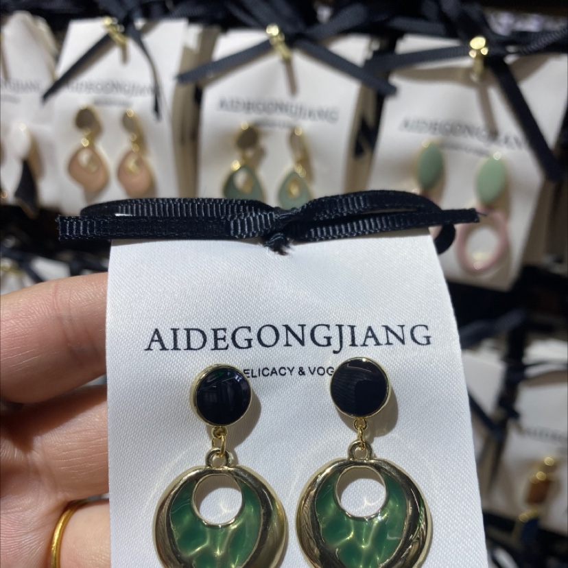 韩版滴油铜镀18K925银针时尚休闲百搭撞色设计