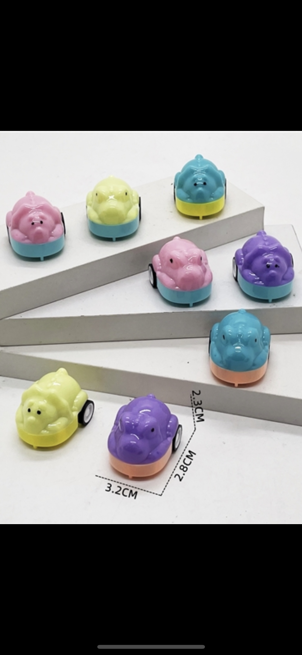 迷你回力双层恐龙多彩透明圆恐龙回力车