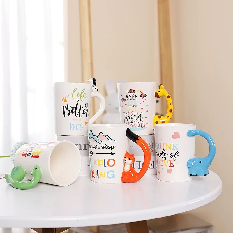 Cartoon animal-handled cups, cute three-dimensional ceramic cups, and personalized painted water cups are perfect birthday gifts for friends Specification image