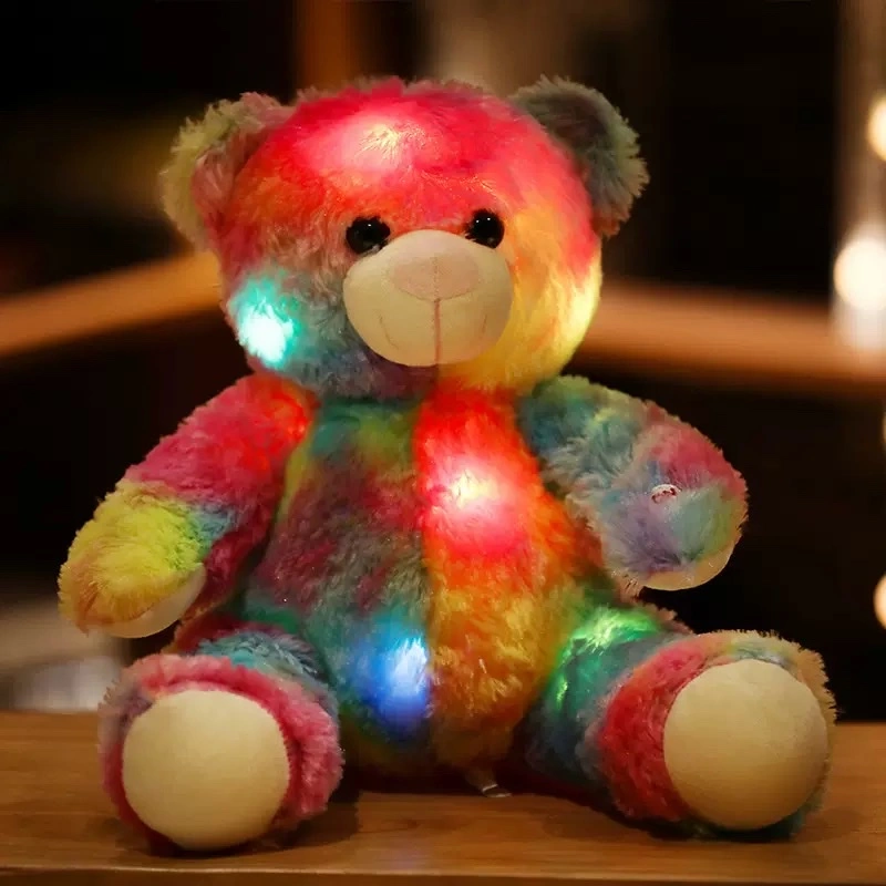 Seven-color luminous teddy bear plush doll, luminous little bear doll, bow tie, heart-shaped bear with built-in LED light, Valentine's Day little bear, Children's Day toy detail image 2