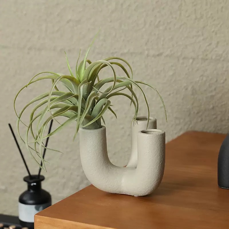 Wabi-sabi style geometric ceramic vase decorative handicrafts Item Picture