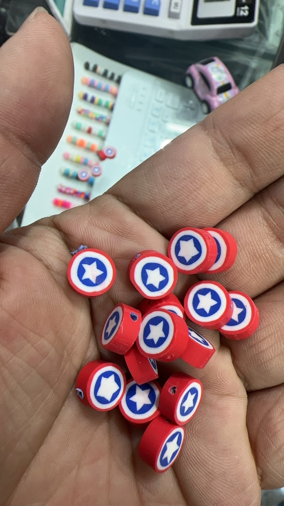 diy soft clay American flag beads jewelry accessories detail image 2