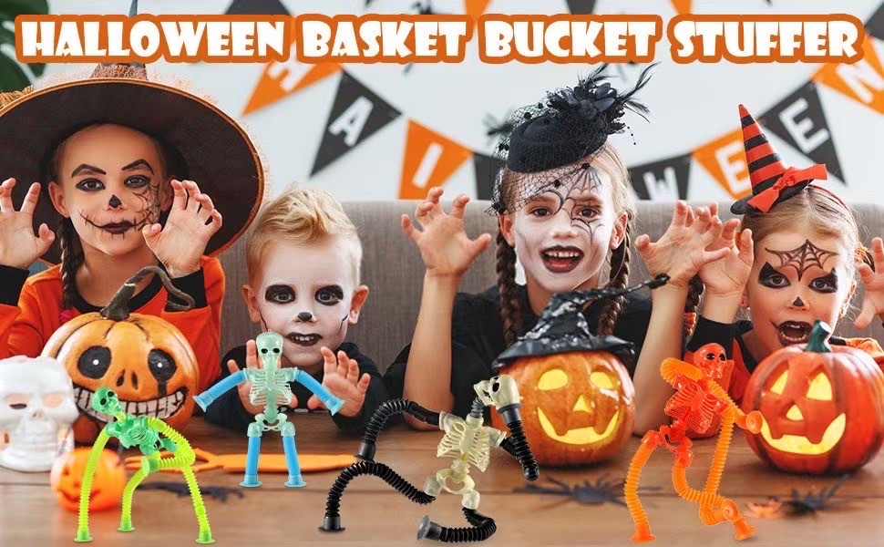 吸盘骷髅头伸缩百变解压发光儿童卡通智玩具万圣节玩具详情图6