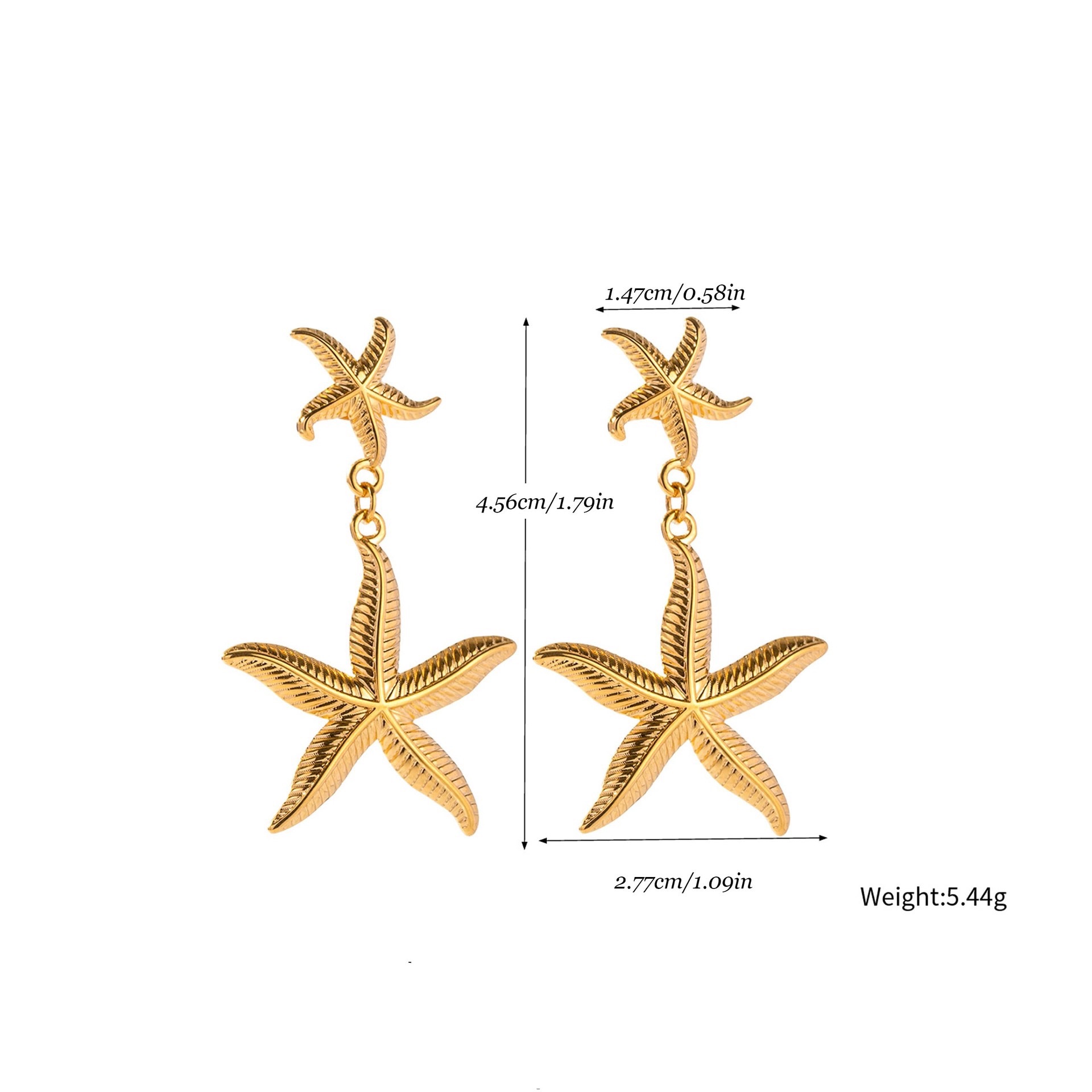 European and American cross-border best-selling personalized and creative starfish series, luxurious and elegant long tassel pearl stud earrings detail image 8