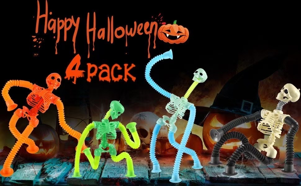 吸盘骷髅头伸缩百变解压发光儿童卡通智玩具万圣节玩具详情图5