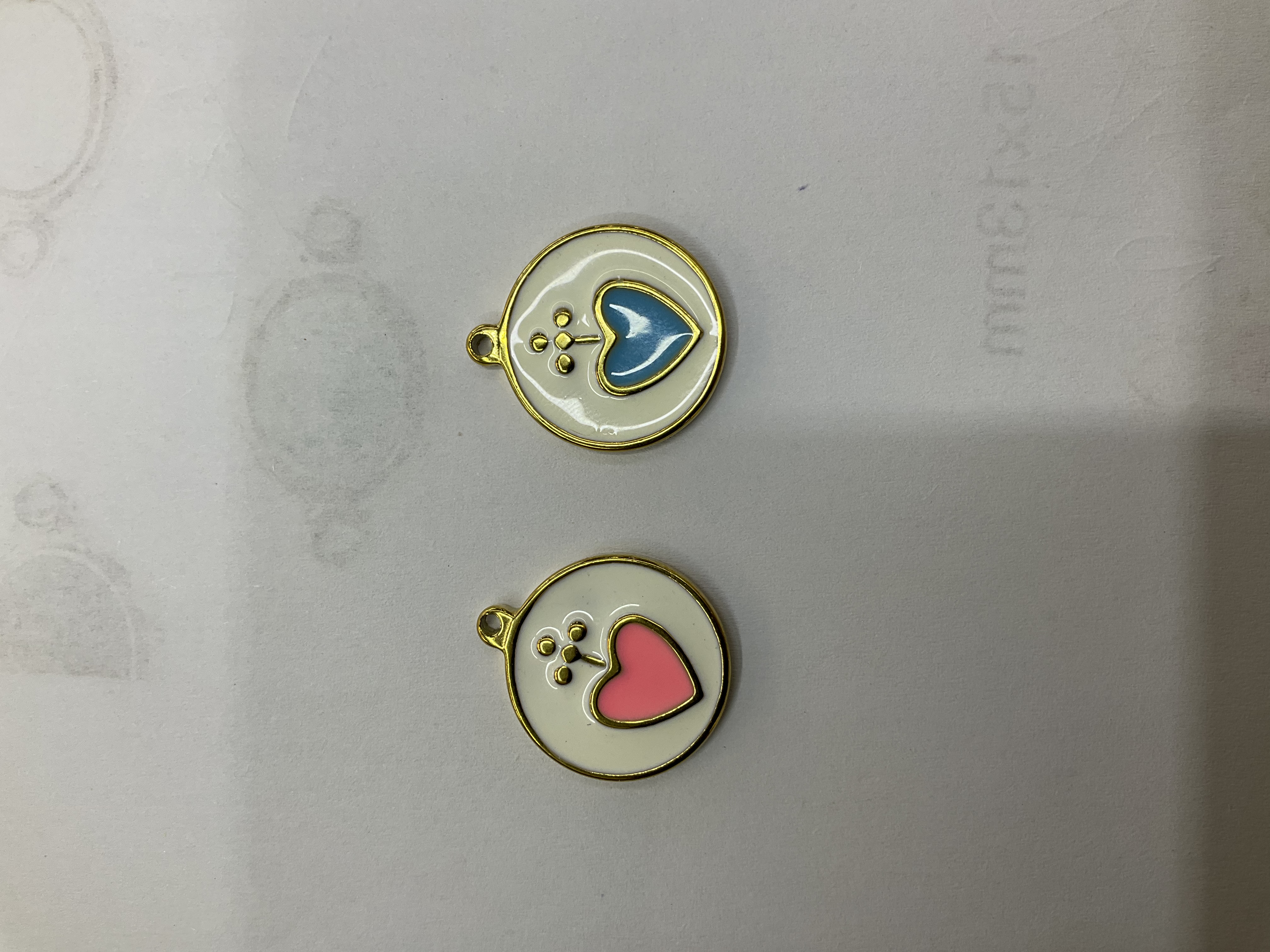 不锈钢滴胶桃心吊坠配件 项链坠子保色百搭不锈钢饰品配件粉色爱心蓝色爱心