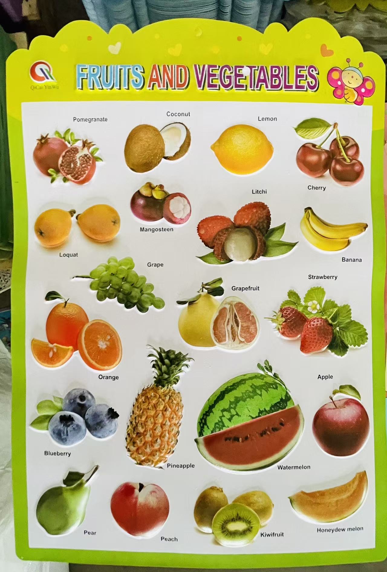 英文学习主题认知时间水果颜色动物身体儿童教育海报现货详情2