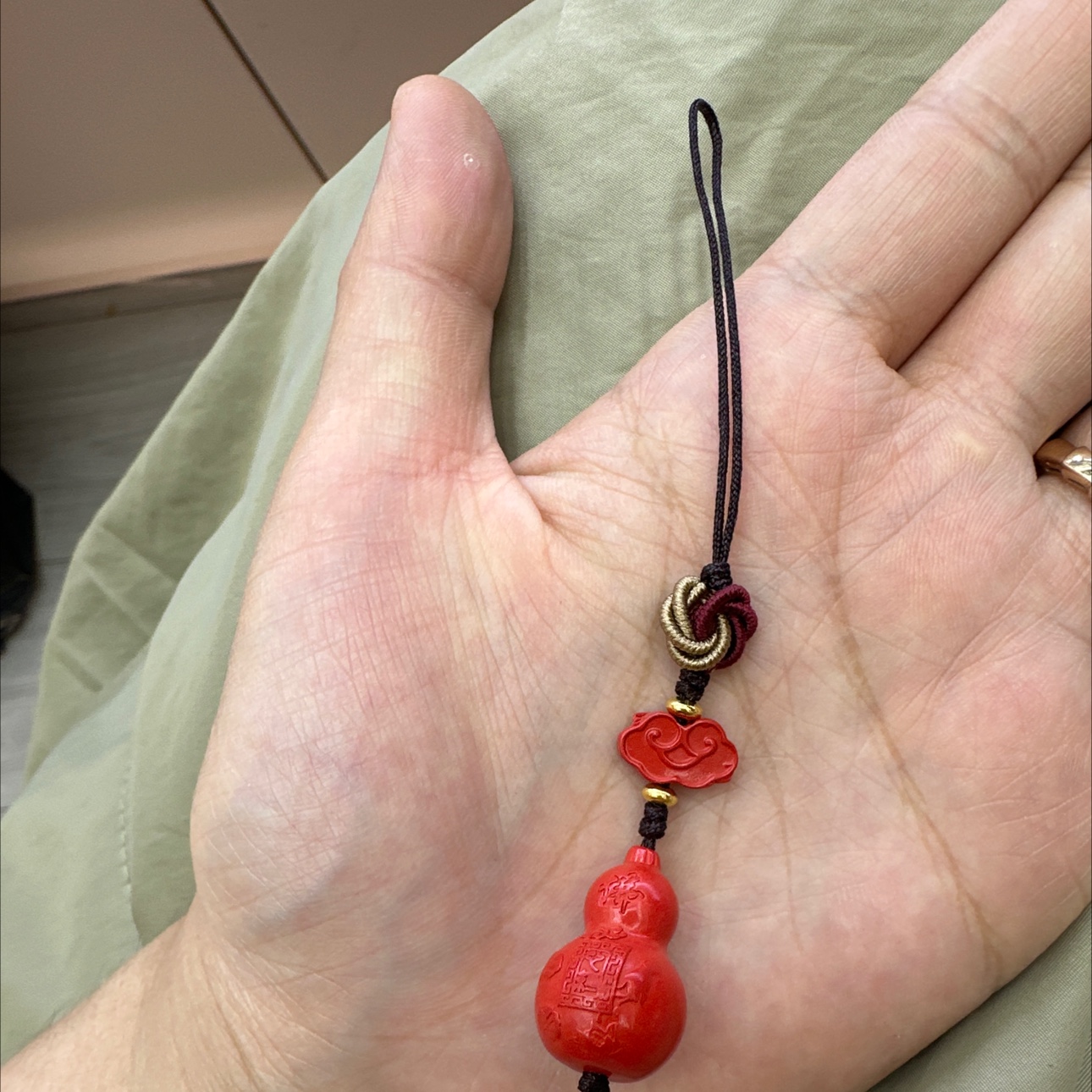 国潮朱砂挂件工艺品实心葫芦纯黄铜