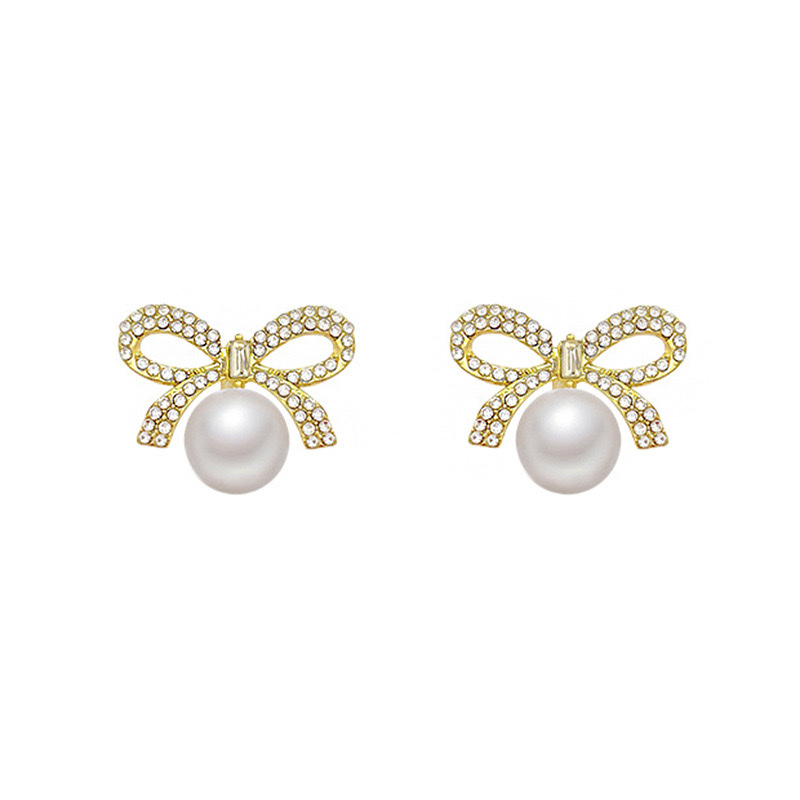 Fashionable and light luxury bow pearl earrings for women, simple and niche design, high-end earwear, 2025 new bestseller, trendy detail image 5