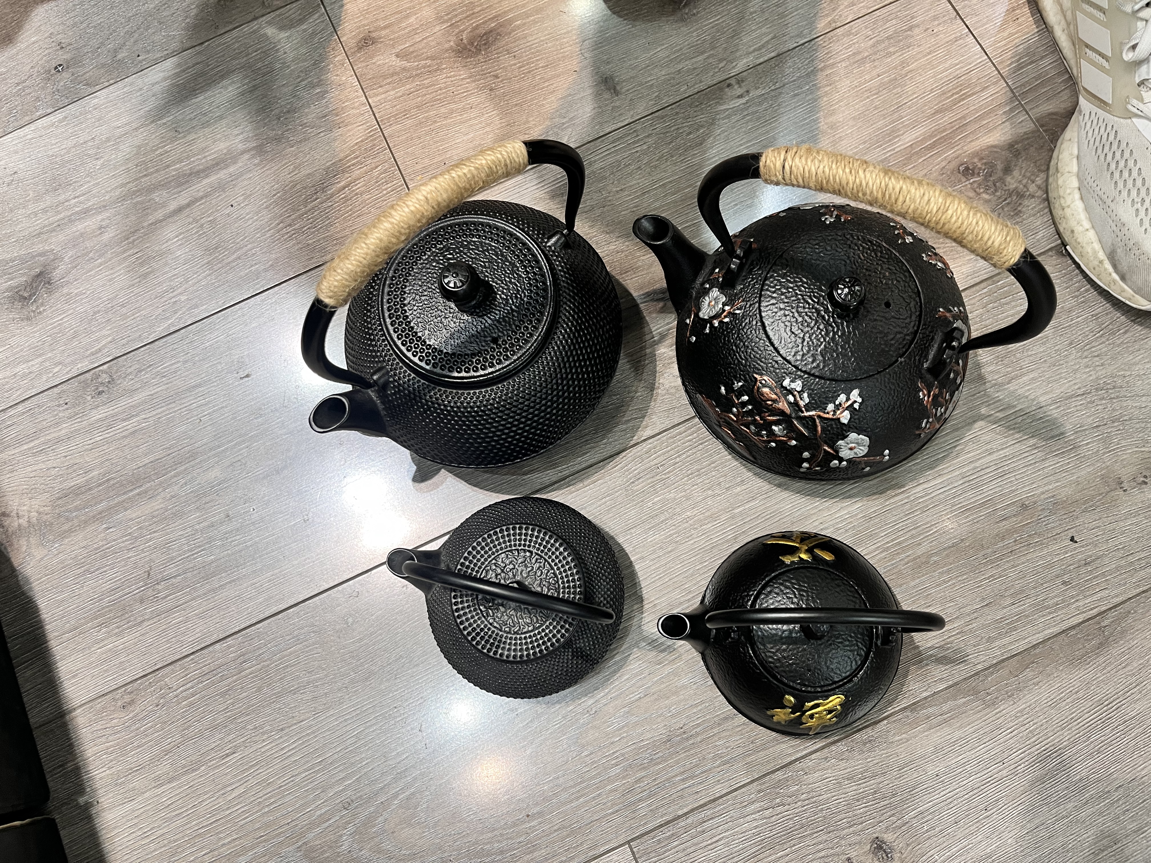 铸铁壶茶壶围炉煮茶铁壶平底烧水壶铁茶壶茶具明火户外家用煮茶壶 Specification drawing