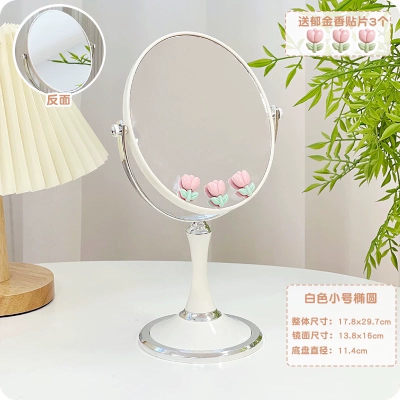 艾炫折叠化妆镜台式女桌面随身便携镜子宿舍用小号梳妆学生大号化妆镜家用桌上桌面台式梳妆台镜子办公室卧室梳妆镜学生宿舍放大详情图11