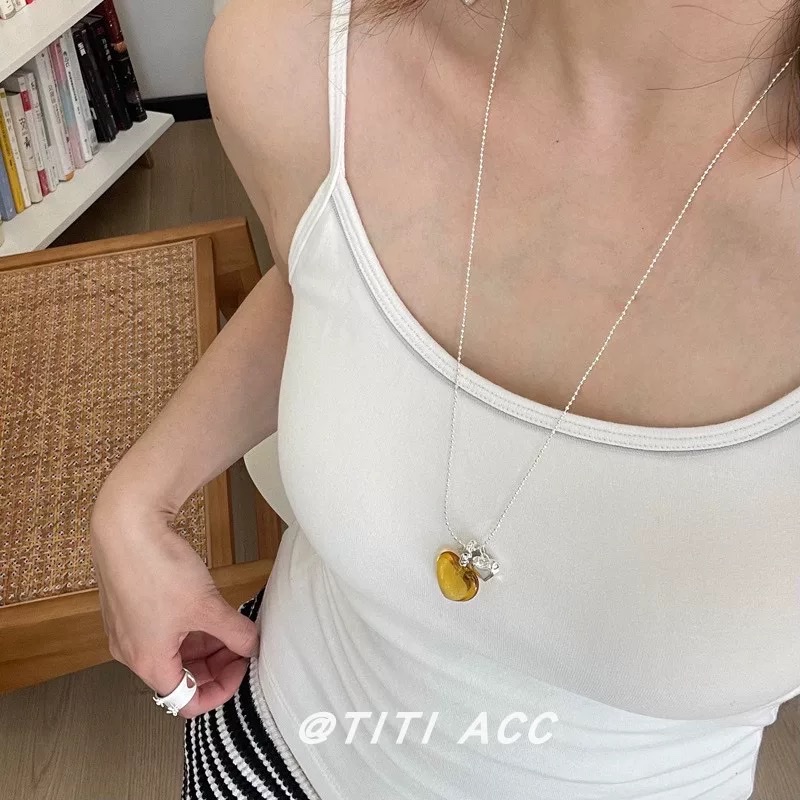 National trend colorful heart-shaped necklace, silver chain adjustable, the same style as the Instagram blogger, high-end collarbone chain sweater chain/accessory, accessory, accessory, accessory pic 4