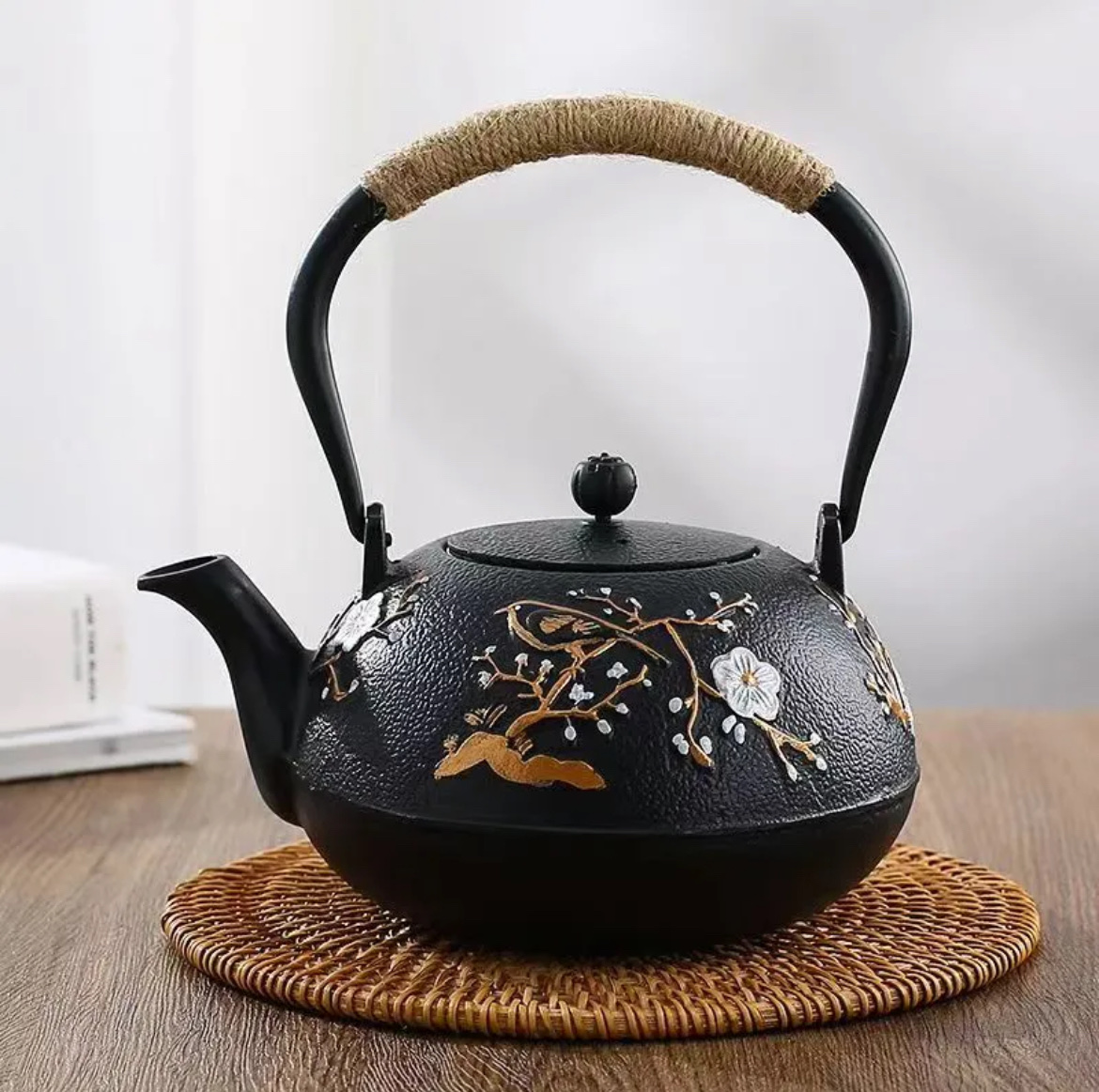 复古铁艺铸铁茶壶日式手工铁壶户外露营烧水壶围炉煮茶电陶炉通用大款 details Picture