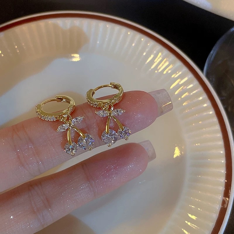 SUGAR Sweet and cute Cherry Earrings 2024 New bestseller, forest-themed light luxury exquisite Zircon earrings for women in summer details Picture