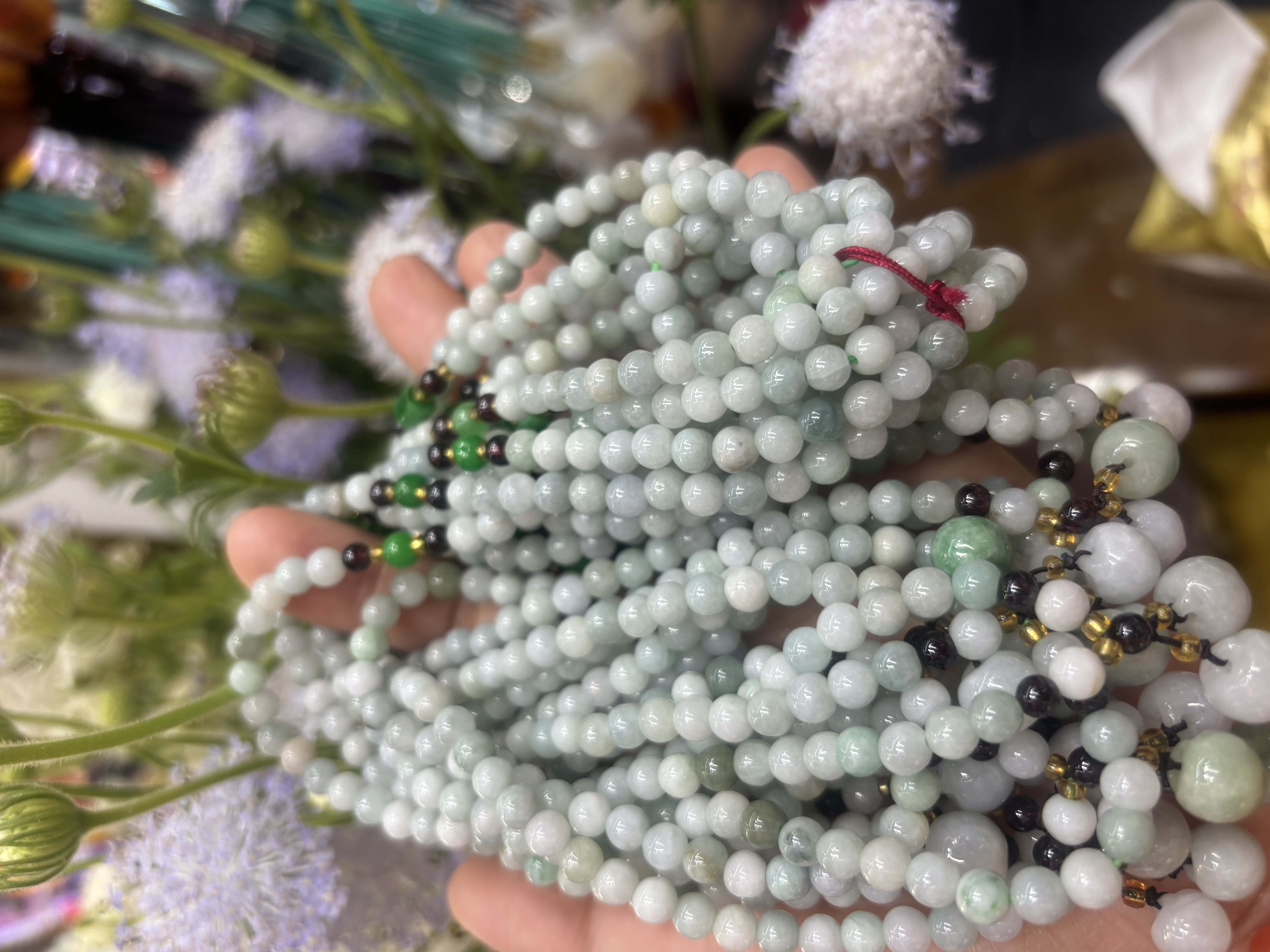 Natural myanmar jade 3 círculo cadena de agua Specification image