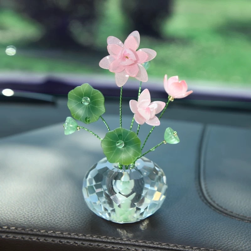 Chinese-style lucky lotus car decoration is versatile, simple and elegant. It can be matched to decorate the car center console for women details Picture