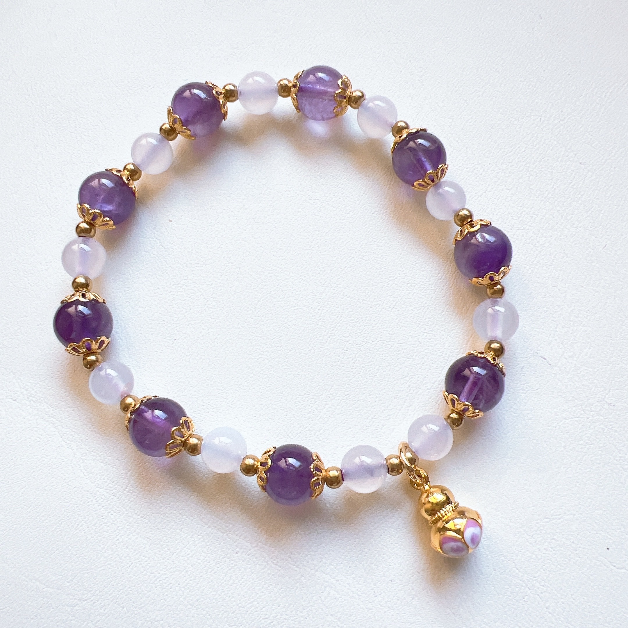 Natural amethyst bracelet for women, Nine Purple Fire Attracting Wealth bracelet, Pearl Rotating II Lucky pearl jewelry, as a gift Item Picture