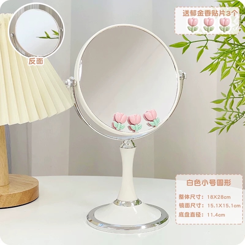 艾炫折叠化妆镜台式女桌面随身便携镜子宿舍用小号梳妆学生大号化妆镜家用桌上桌面台式梳妆台镜子办公室卧室梳妆镜学生宿舍放大详情图10