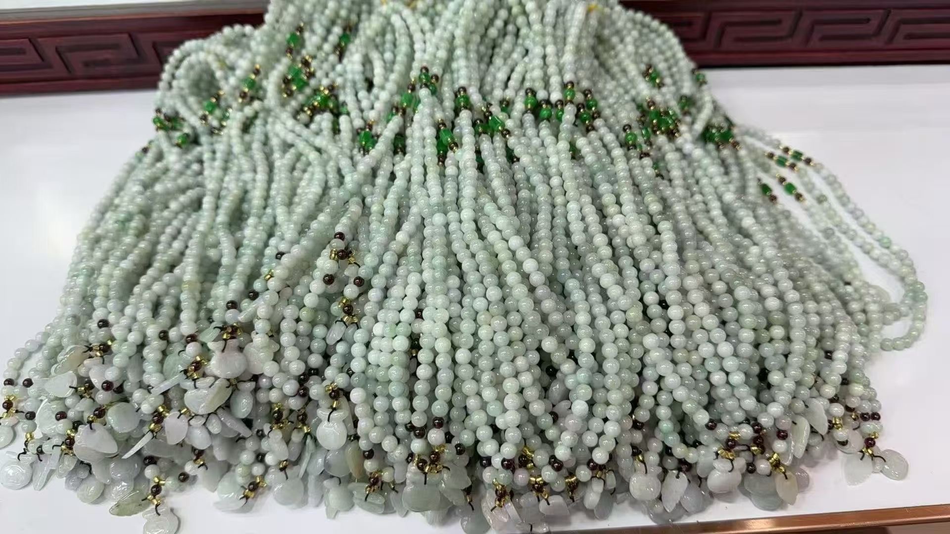 Three water chains of natural Burmese jadeite