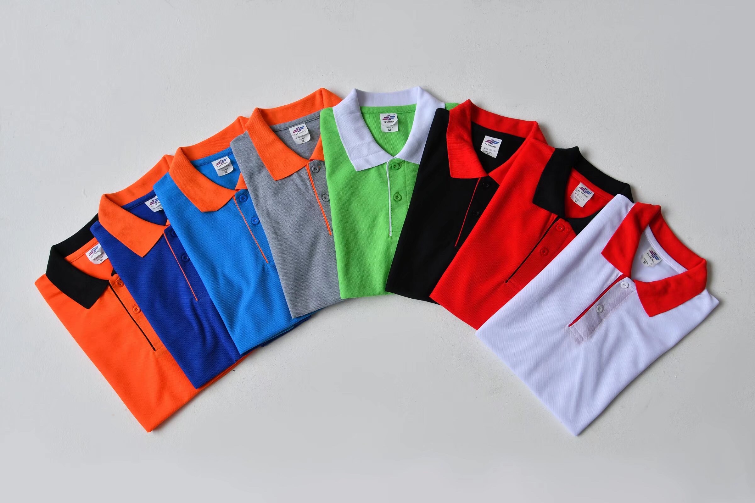 Cross-border 190g/㎡ polyester Xiaofei color-block lapel, fashionable and stylish polo shirt, advertising shirt, versatile and outstanding, breathable and sweat-wicking 0102 details Picture