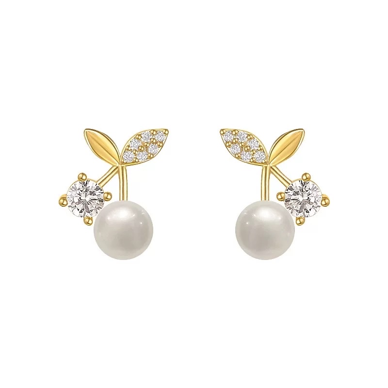 The new Little Cherry earrings, light luxury earrings, women's accessories, light luxury earrings, versatile stud earrings, women's design, niche and unique Item Picture