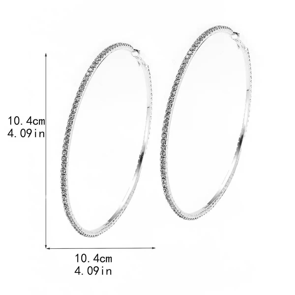 Hot-selling, personalized and exaggerated 10cm large ear ring women's simple and fashionable diamond-encrusted large circle earrings and earrings Item Picture