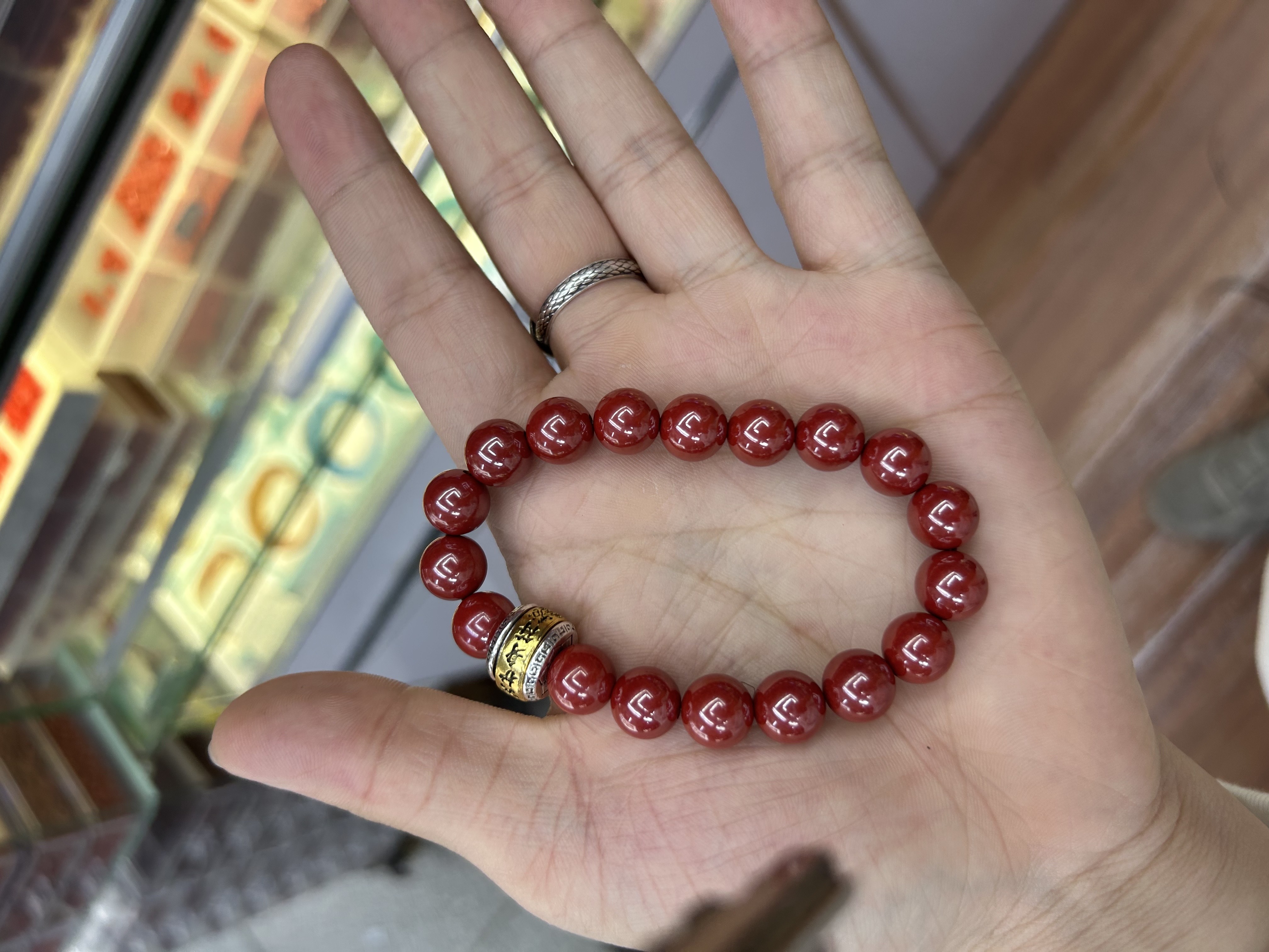 Natural cinnabar, high content, cinnabar, imperial cinnabar, year after year, cinnabar bracelets, ornaments, gifts, handicrafts, bracelets details Picture