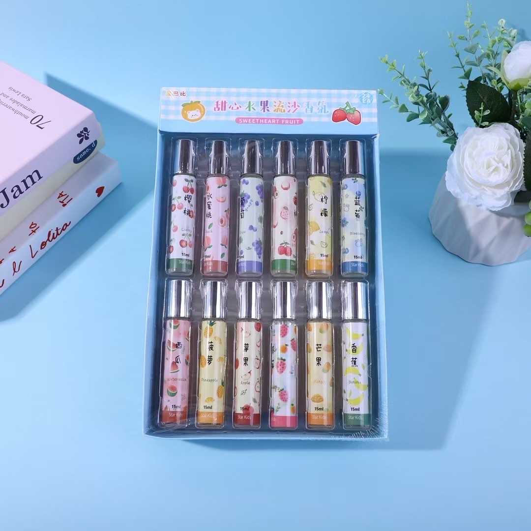 甜心果香流沙香水细闪流沙学校周边玩具儿童串珠穿戴甲迷你荧光棒白底实物图