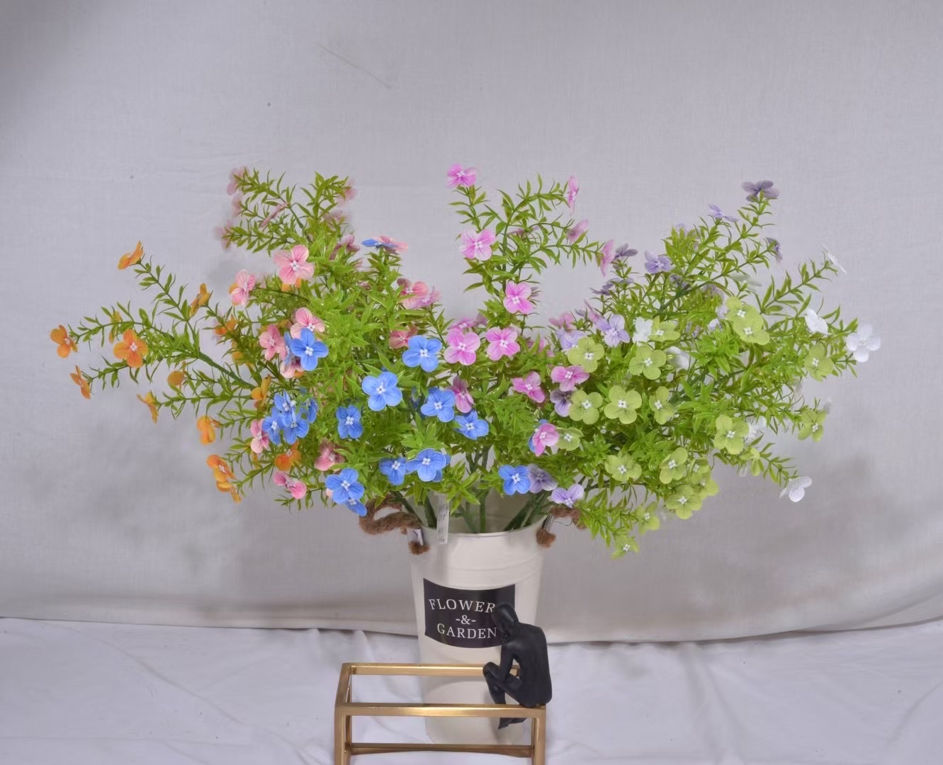 仿真荷花毛线针织小花束 发光干花束创意装饰摆件 家居礼品细节图