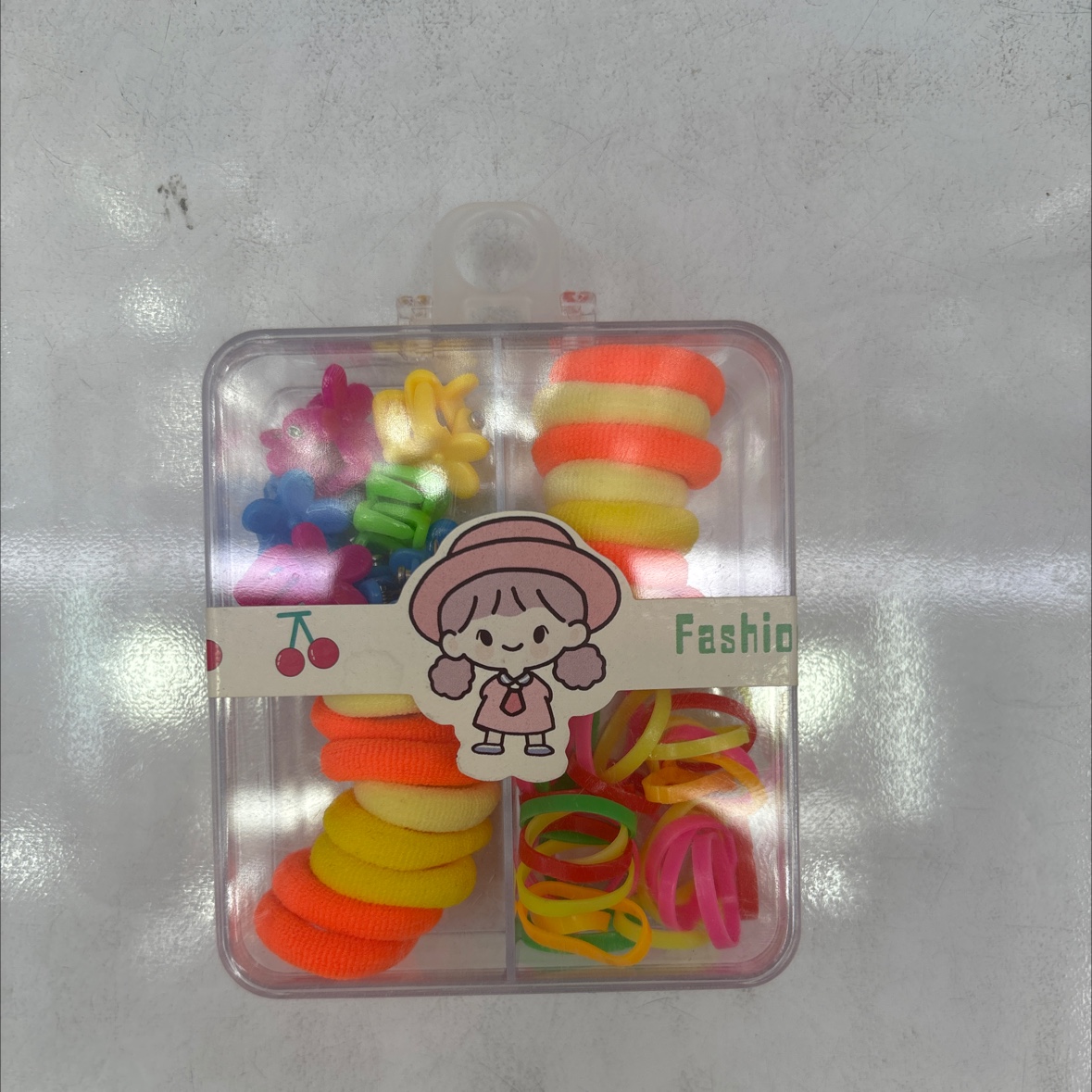 盒装卡通甜美儿童发圈糖果色皮筋组合套装不伤发弹力拇指头绳批发
