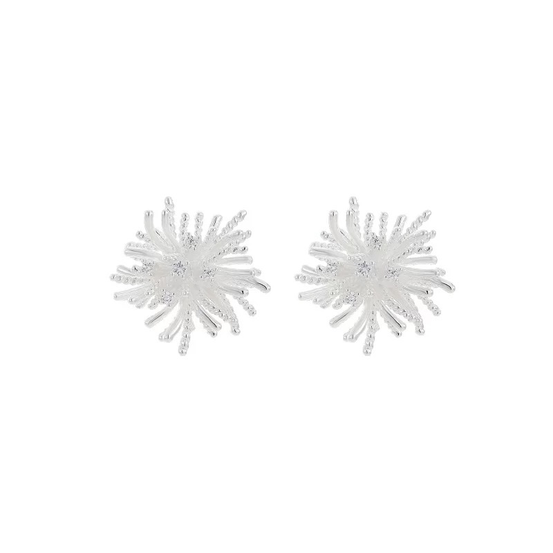 Silver dandelion fireworks stud earrings exude a sense of sophistication and elegance for women. 2025 new bestseller earrings, elegant and light luxury earrings, summer accessories stud earrings Item Picture