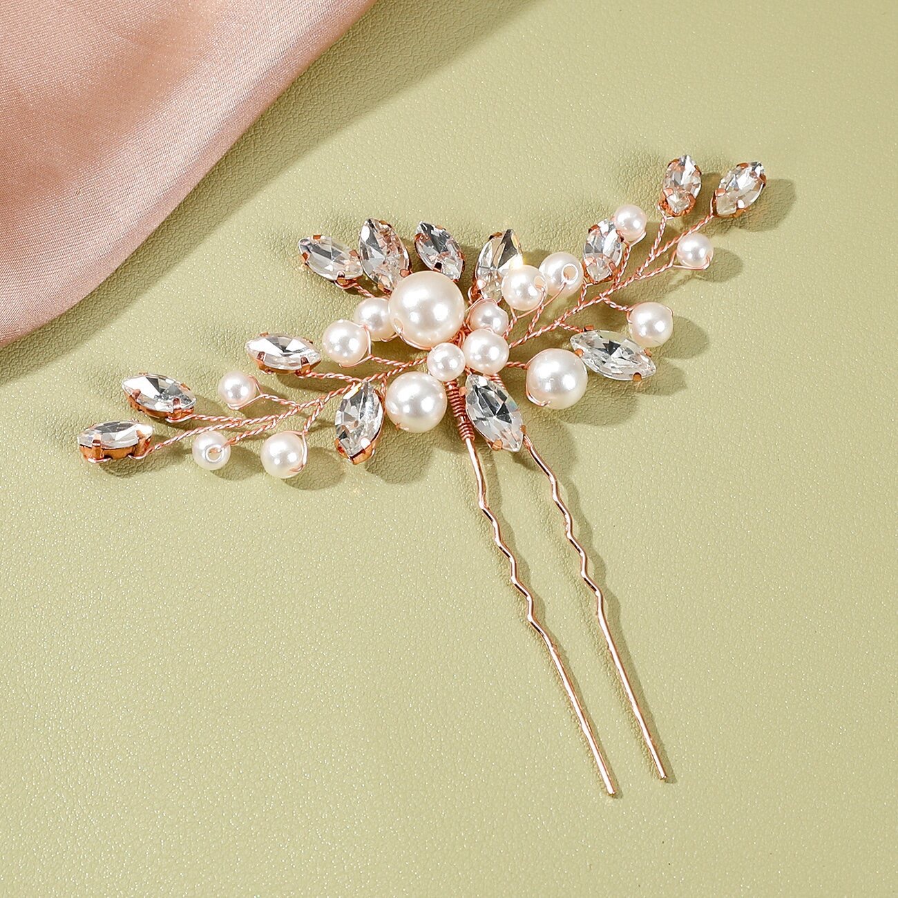 欧美新娘发簪 欧美饰品批发 厂家直销金色银色新娘珍珠头饰