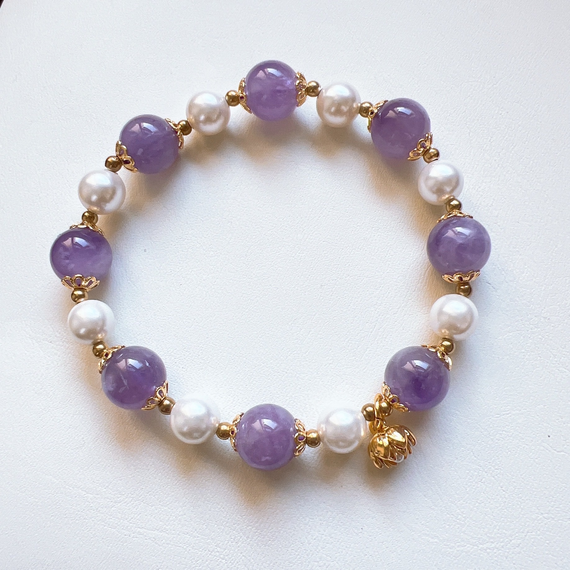 Natural amethyst bracelet for women, Nine Purple Fire Attracting Wealth bracelet, Pearl Rotating II Lucky pearl jewelry, as a gift detail image 2