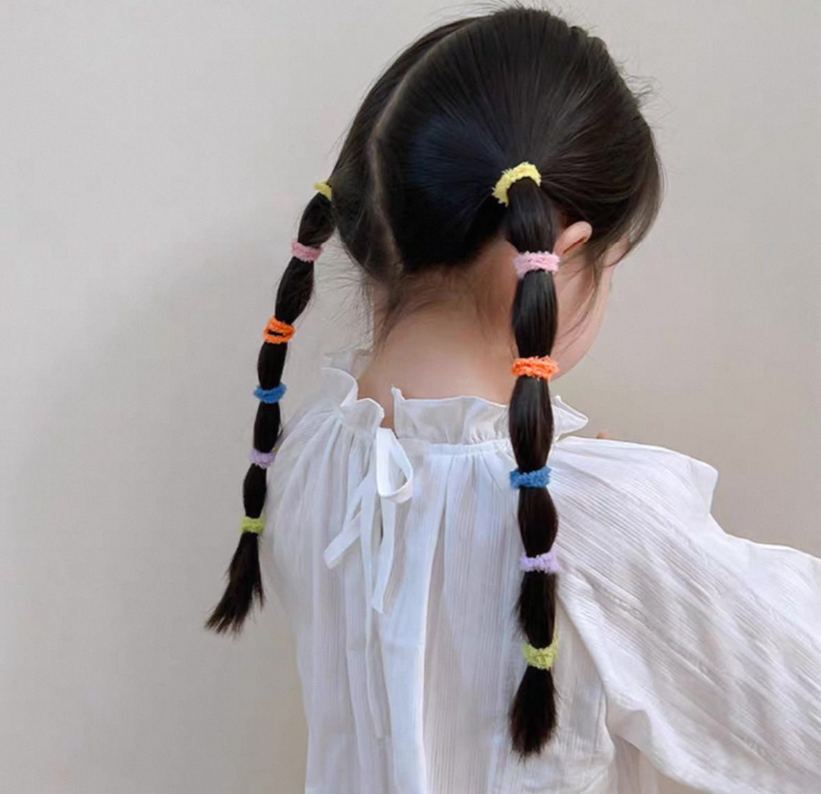 New style hair tie for girls and babies that won't damage their hair, milk coffee color towel loop hair tie, children's hair tie 2024, baby headwear and hair accessory Specification image
