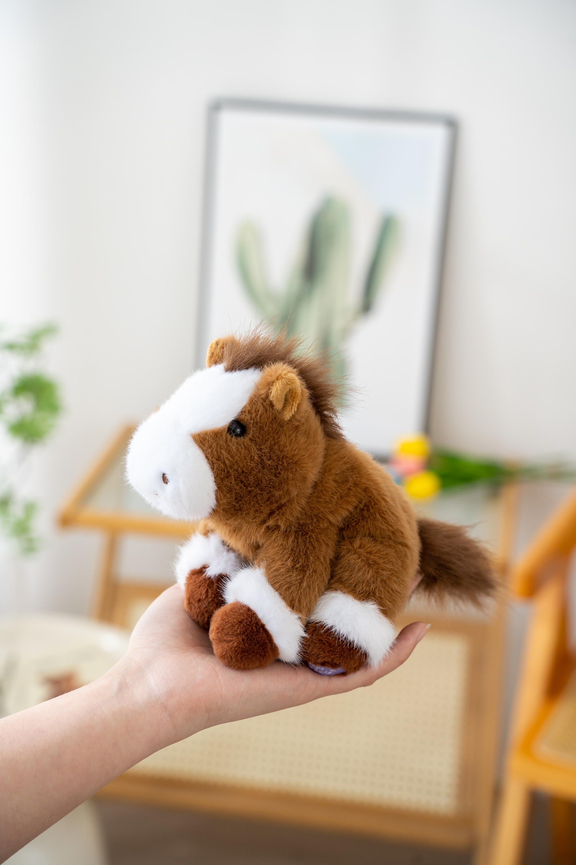 This is a very precious new plush toy from 18cn, a three-posture Mousse horse plush toy. It's a cute doll, a pillow, and a children's gift. It can be used for sitting, standing, or lying on the table detail image 2