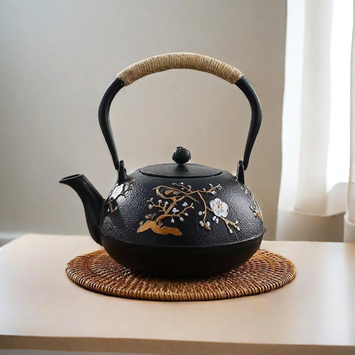复古铁艺铸铁茶壶日式手工铁壶户外露营烧水壶围炉煮茶电陶炉通用大款 full figure