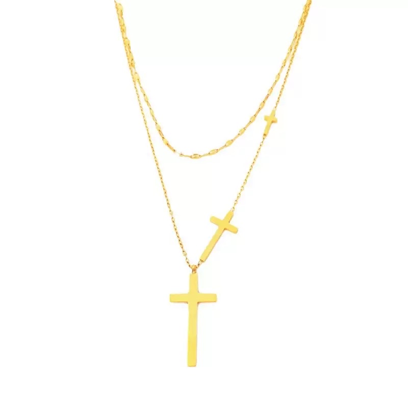 Stainless steel color retention, durable and non-fading pendant necklace, unisex necklace, titanium gold necklace, cross, popular European and American style necklace, necklace, titanium gold necklace Item Picture