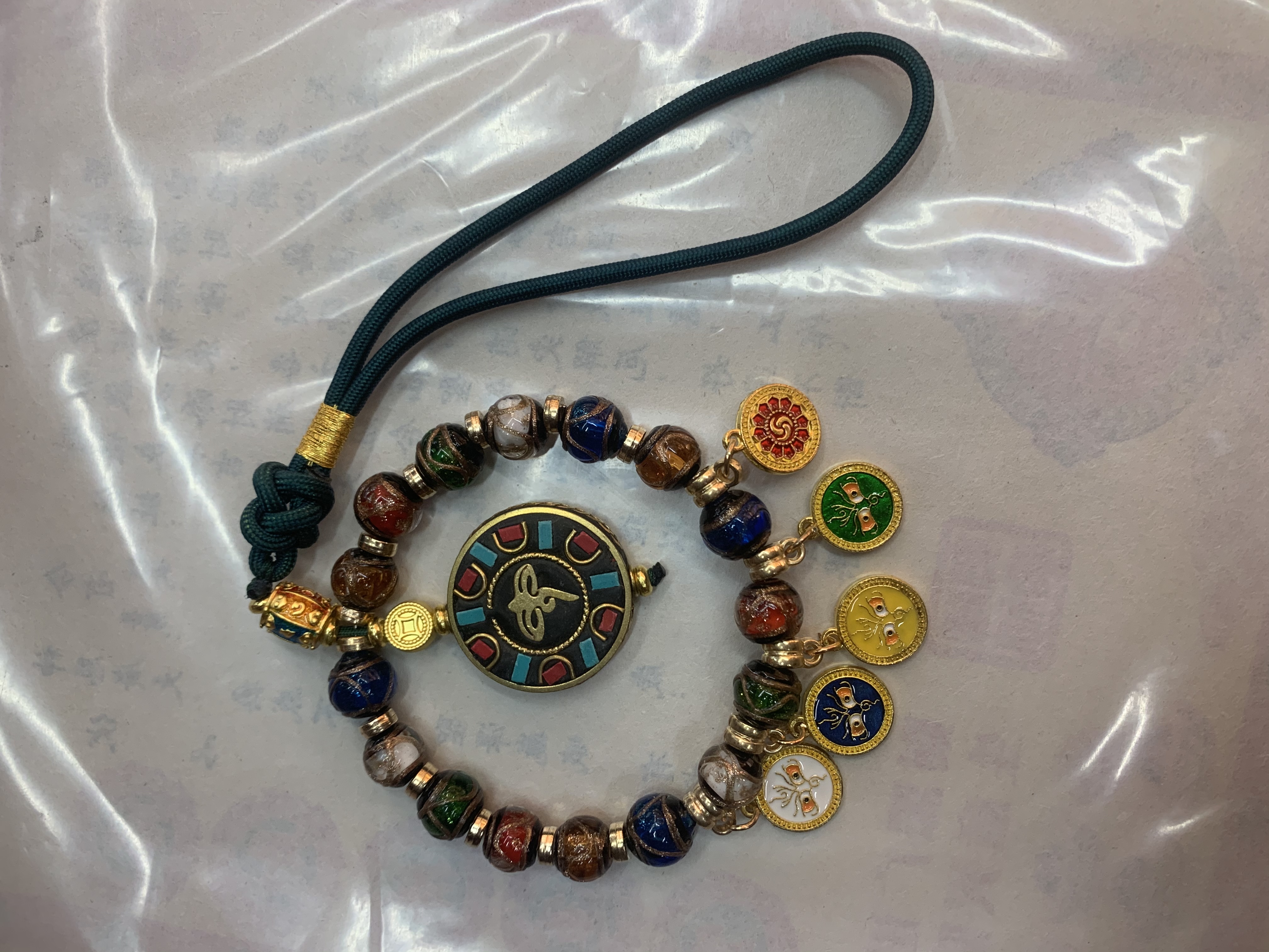 New Five-way God of Wealth Incense Ash Glass multi-treasure car pendant, interior decoration pendant, high-end gift details Picture